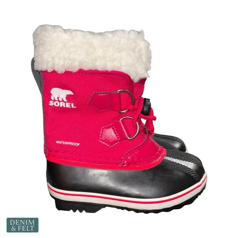 NEW Sorel Yoot Pac Nylon Snow Boots Kids Waterproof Insulated Winter Pink Size 9